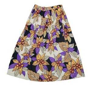 Vtg Chel'Sea LTD Midi Skirt Womens 12 Floral Pleated A-Line Boho Made In…
